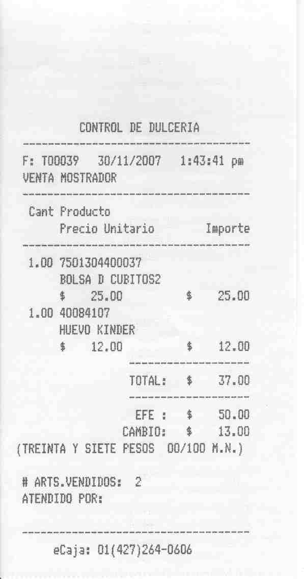 Facturas o tickets de supermercado